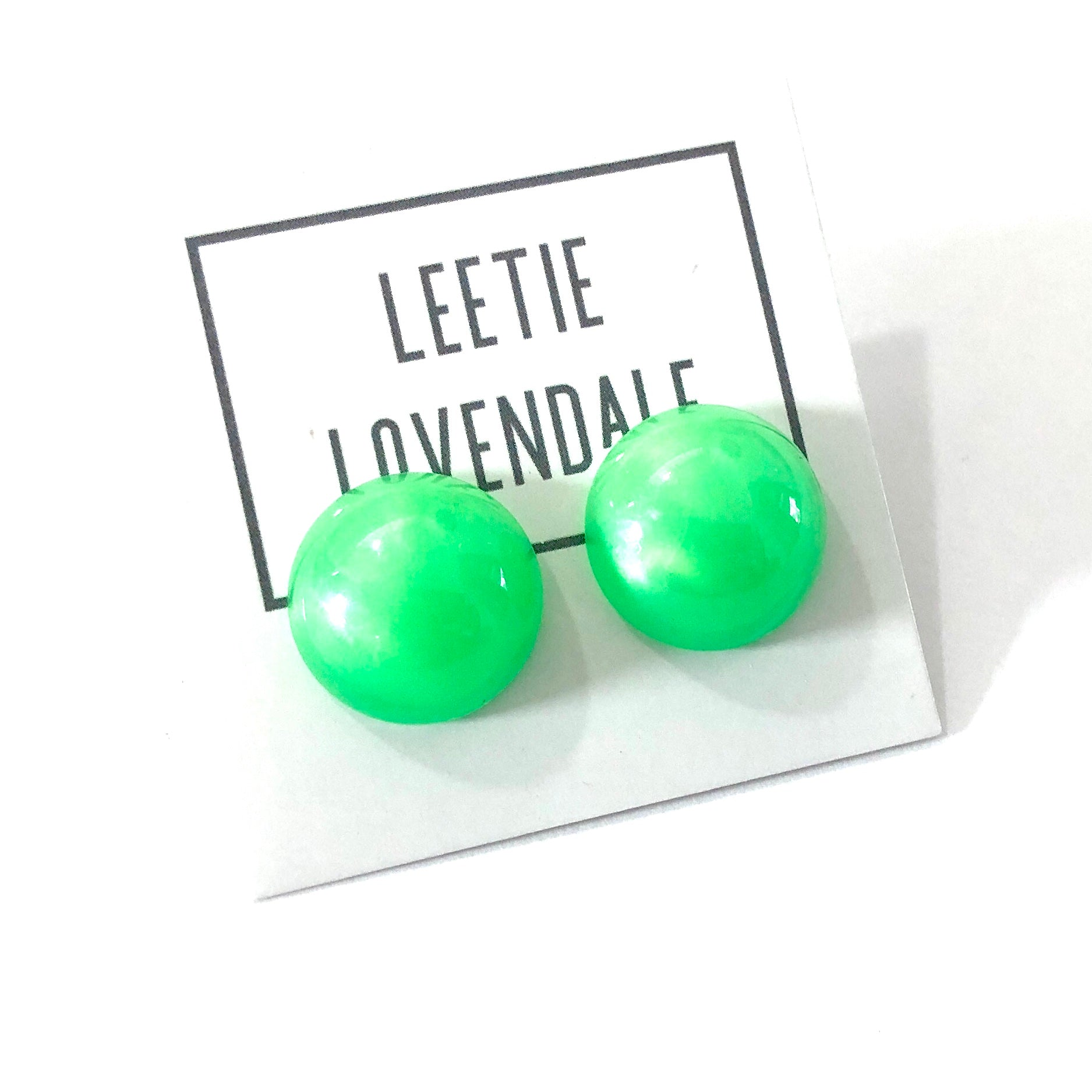 Neon Green Aura Glow Retro Button Studs