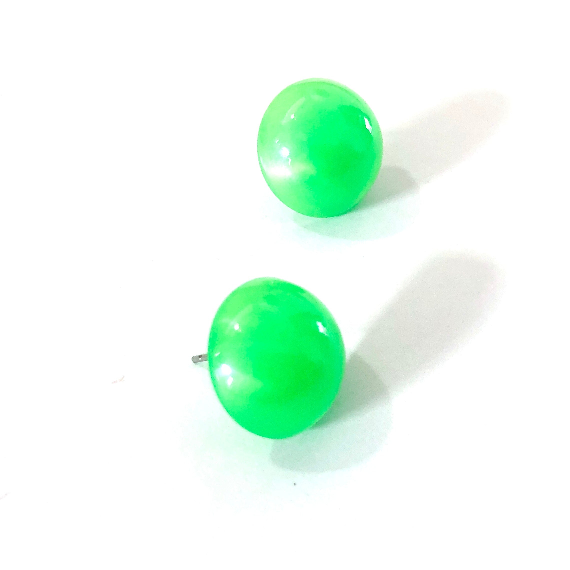 Neon Green Aura Glow Retro Button Studs