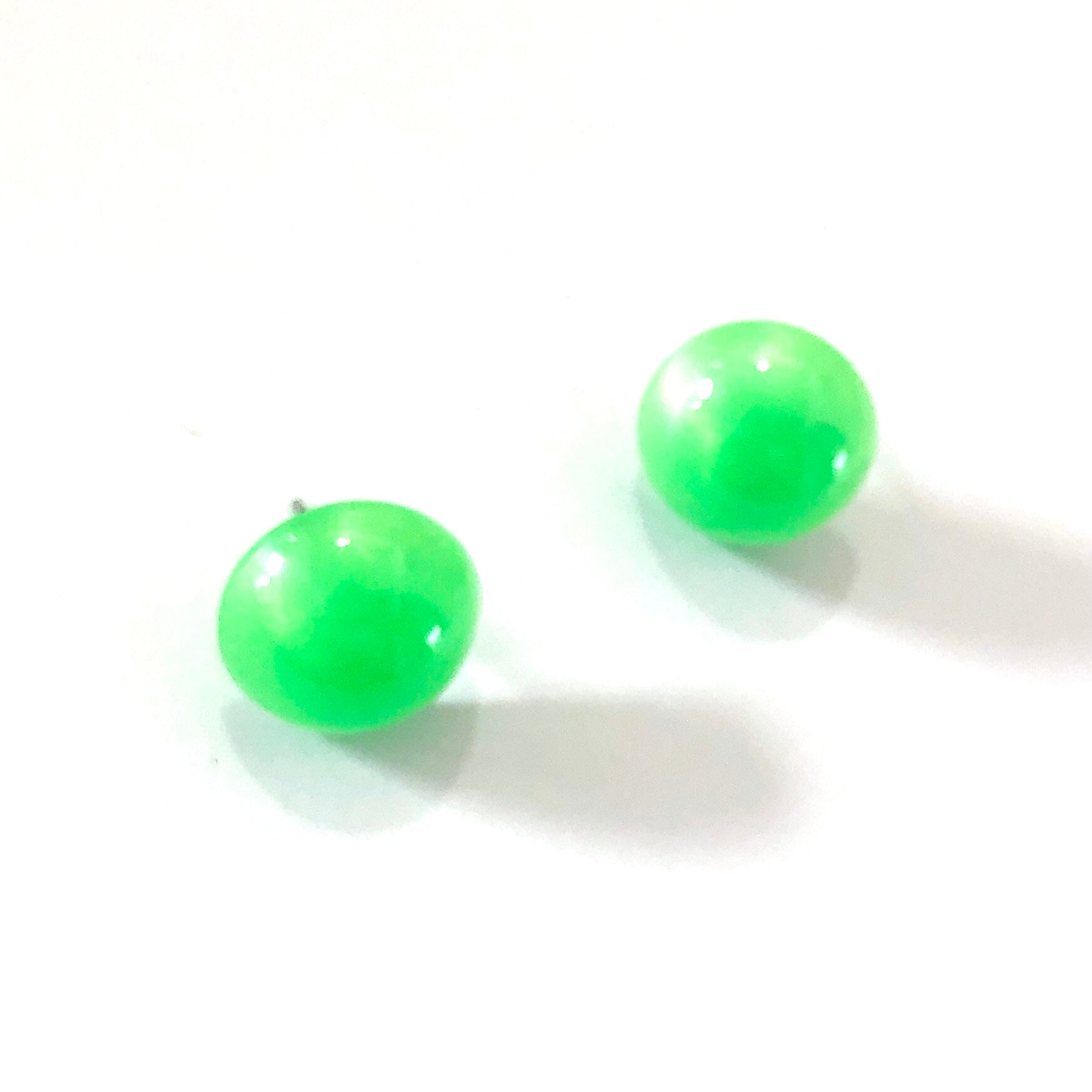 Neon Green Aura Glow Retro Button Studs
