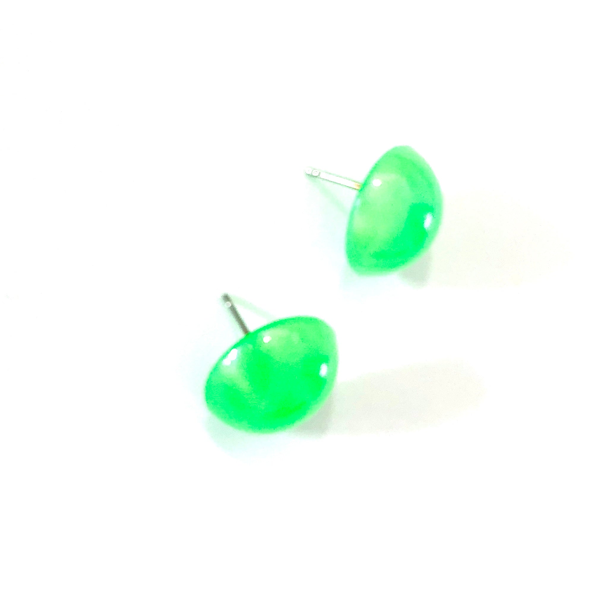 Neon Green Aura Glow Retro Button Studs