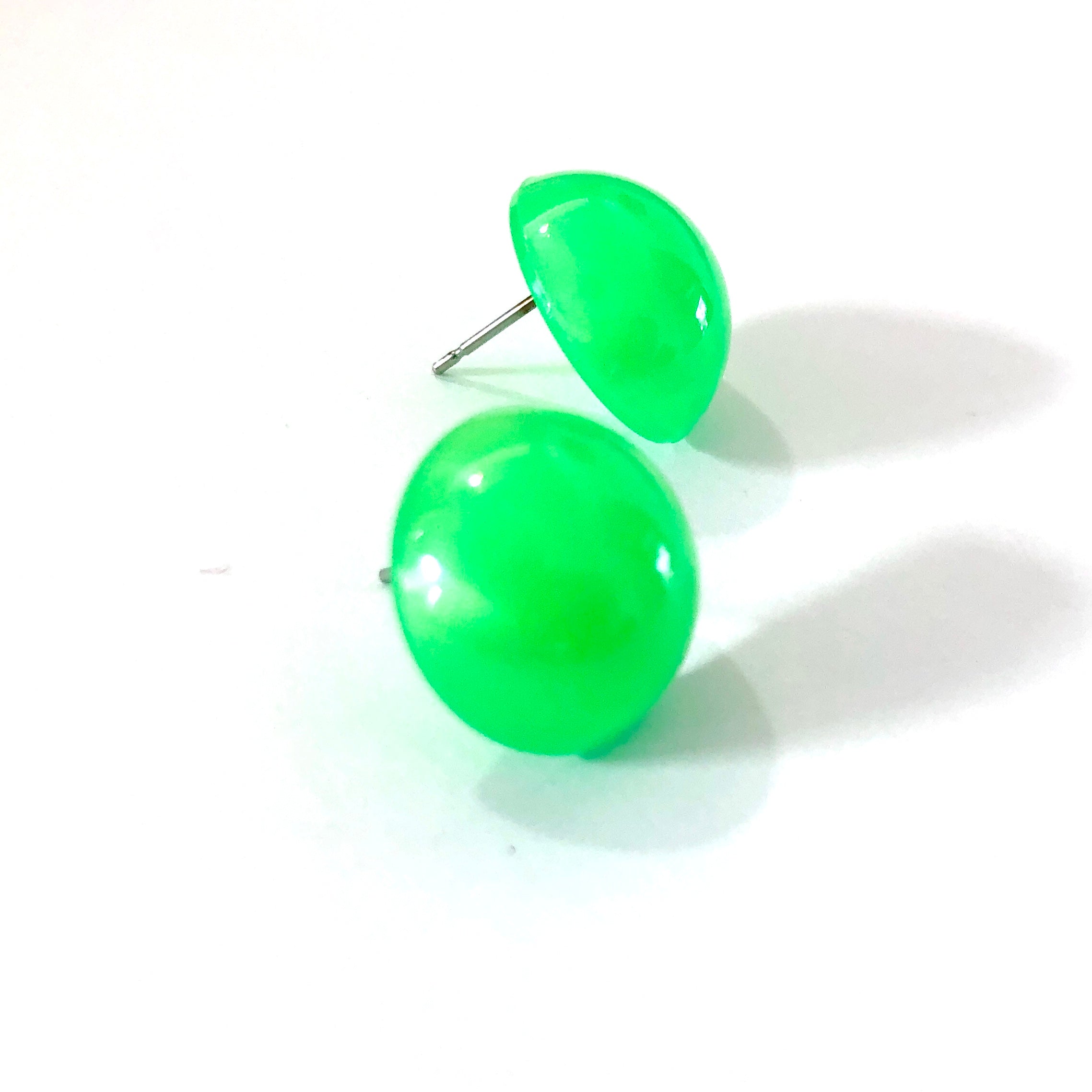 Neon Green Aura Glow Retro Button Studs