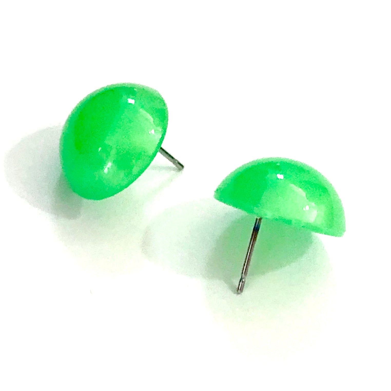 Neon Green Aura Glow Retro Button Studs