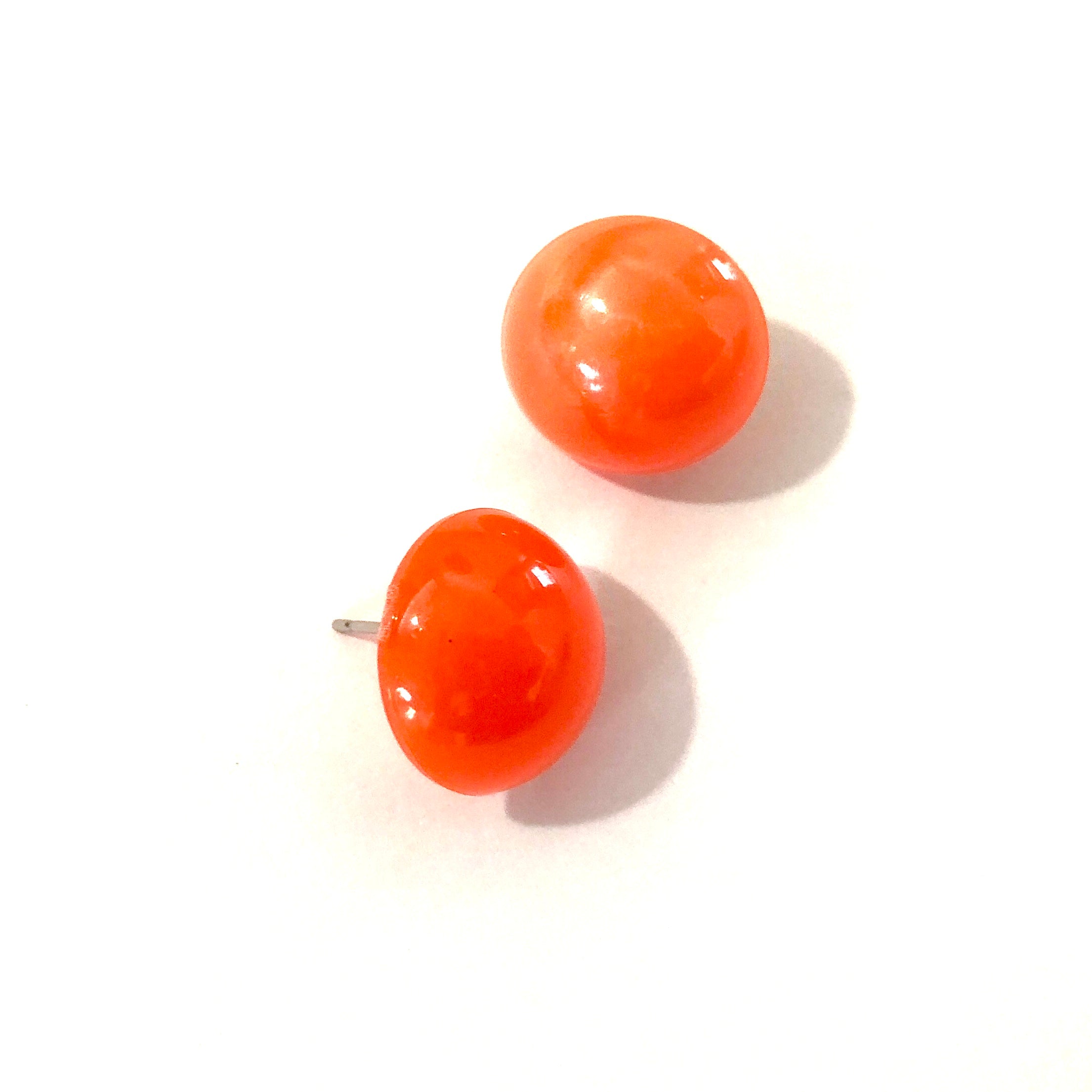 Orange Aura Glow Retro Button Studs