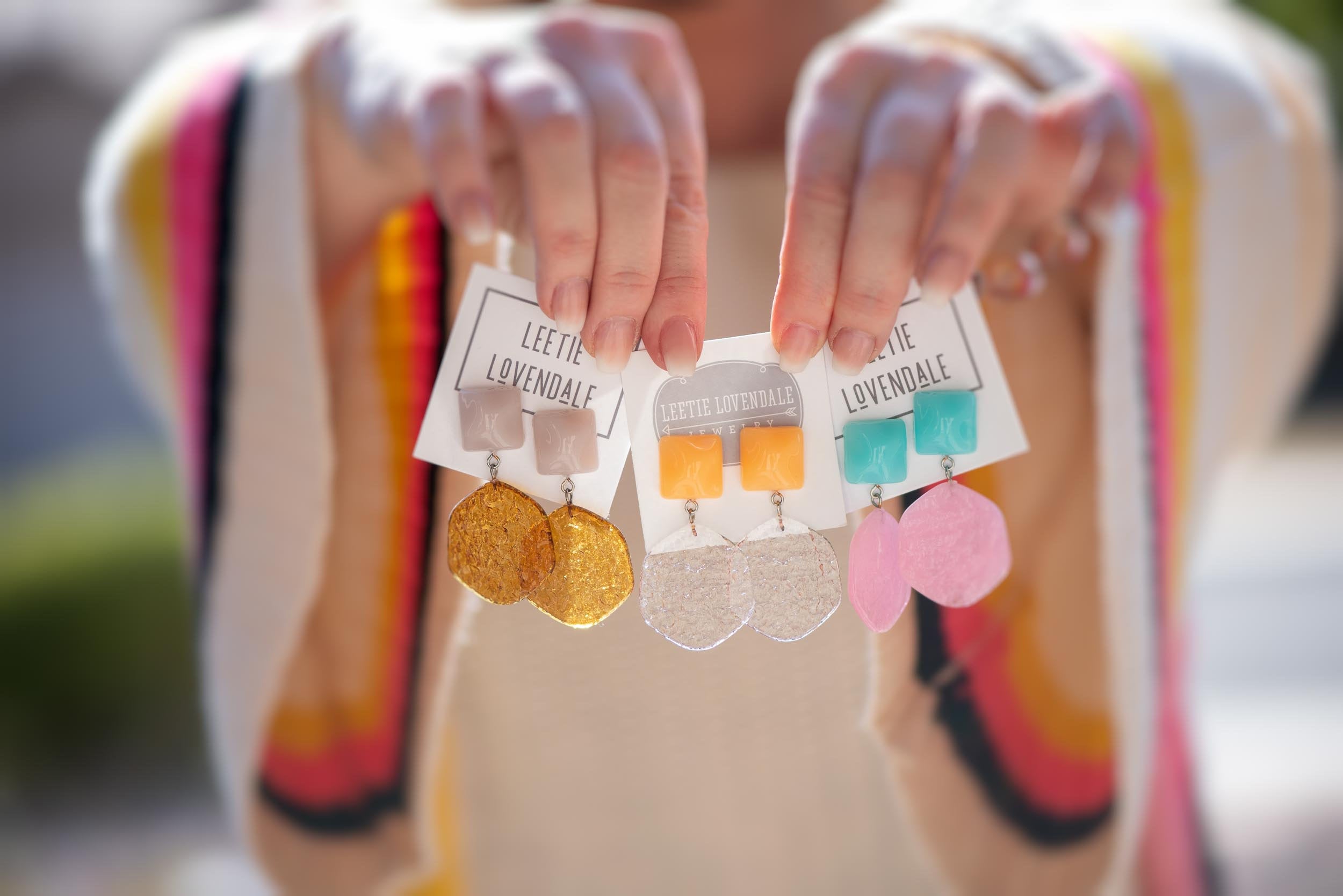 lucite textured earrings