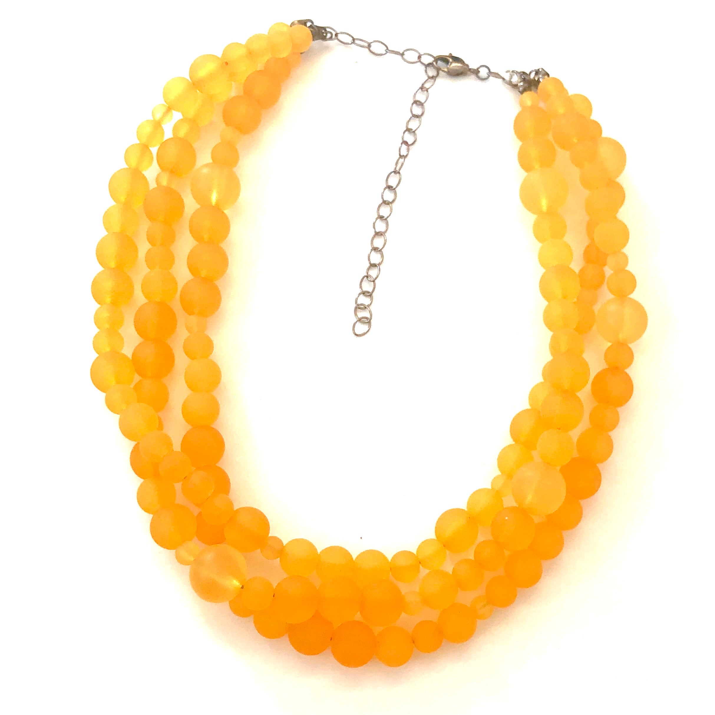 Golden Yellow Frosted Beaded Multi Strand Morgan Necklace