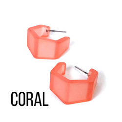 Hexagon Geo Frosted Hoop Earrings