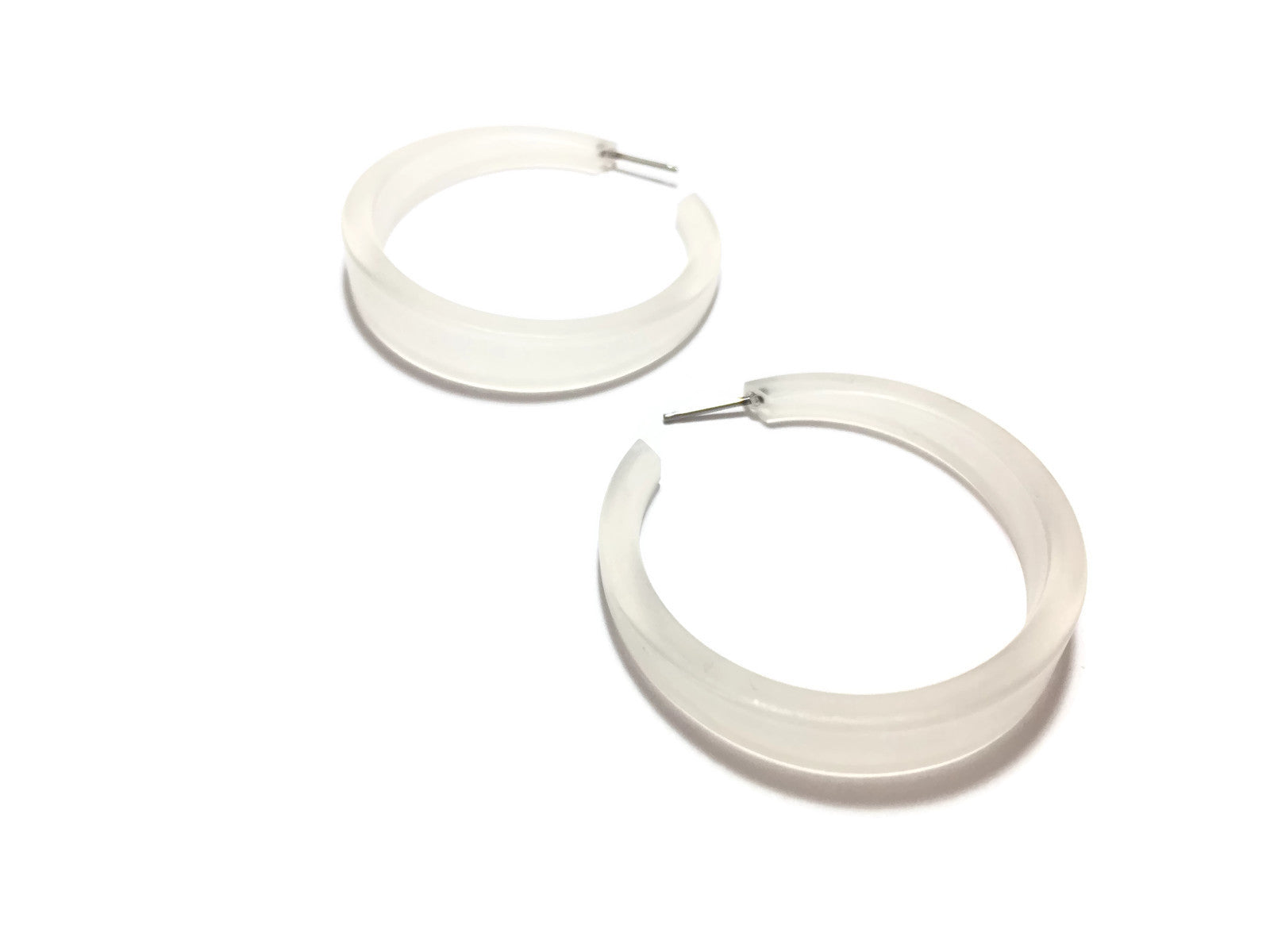 clear frosted hoop earrings