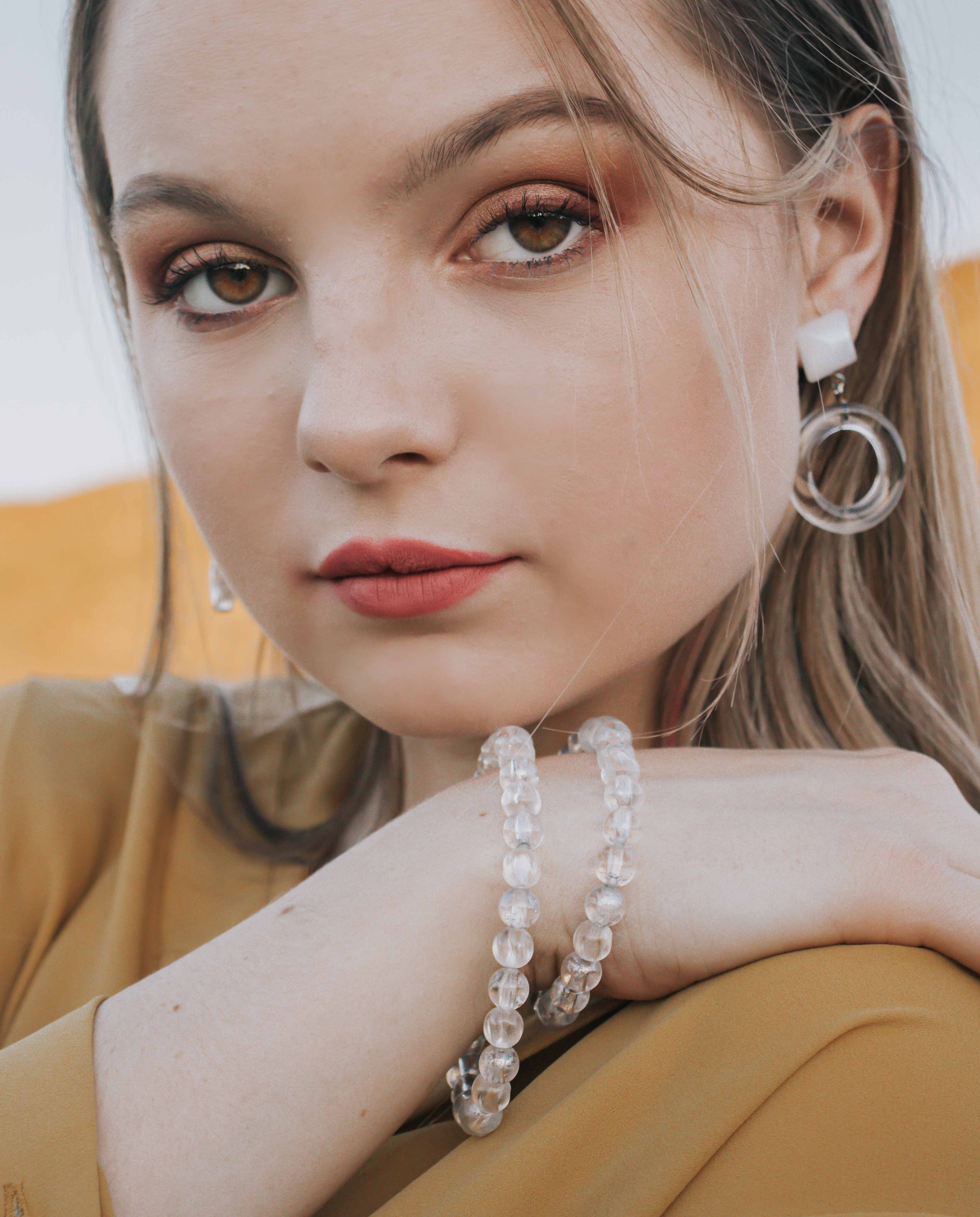 White Moonglow & Clear Donut Drop Earrings