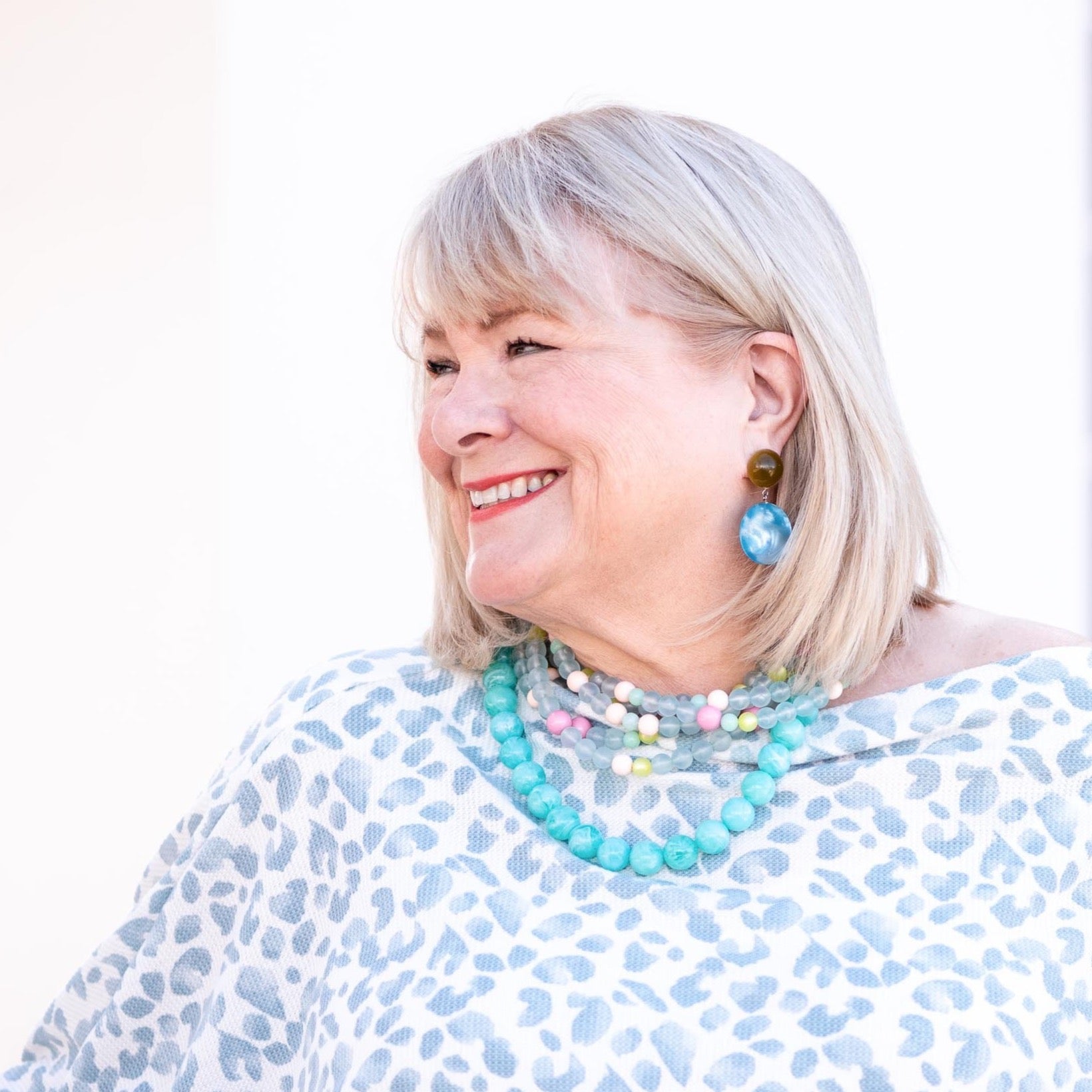 Ice Blue & Olive Moonglow Statement Lucite Drop Earrings