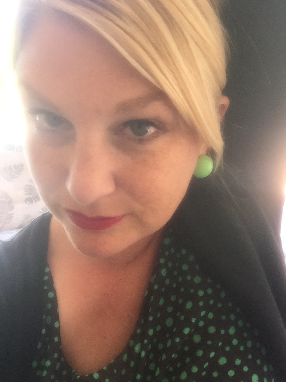 lime green button earrings