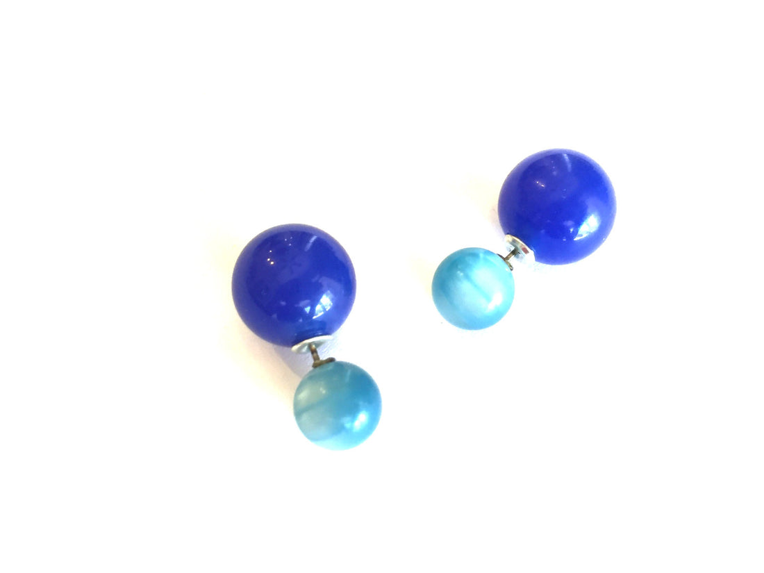 blue double earrings