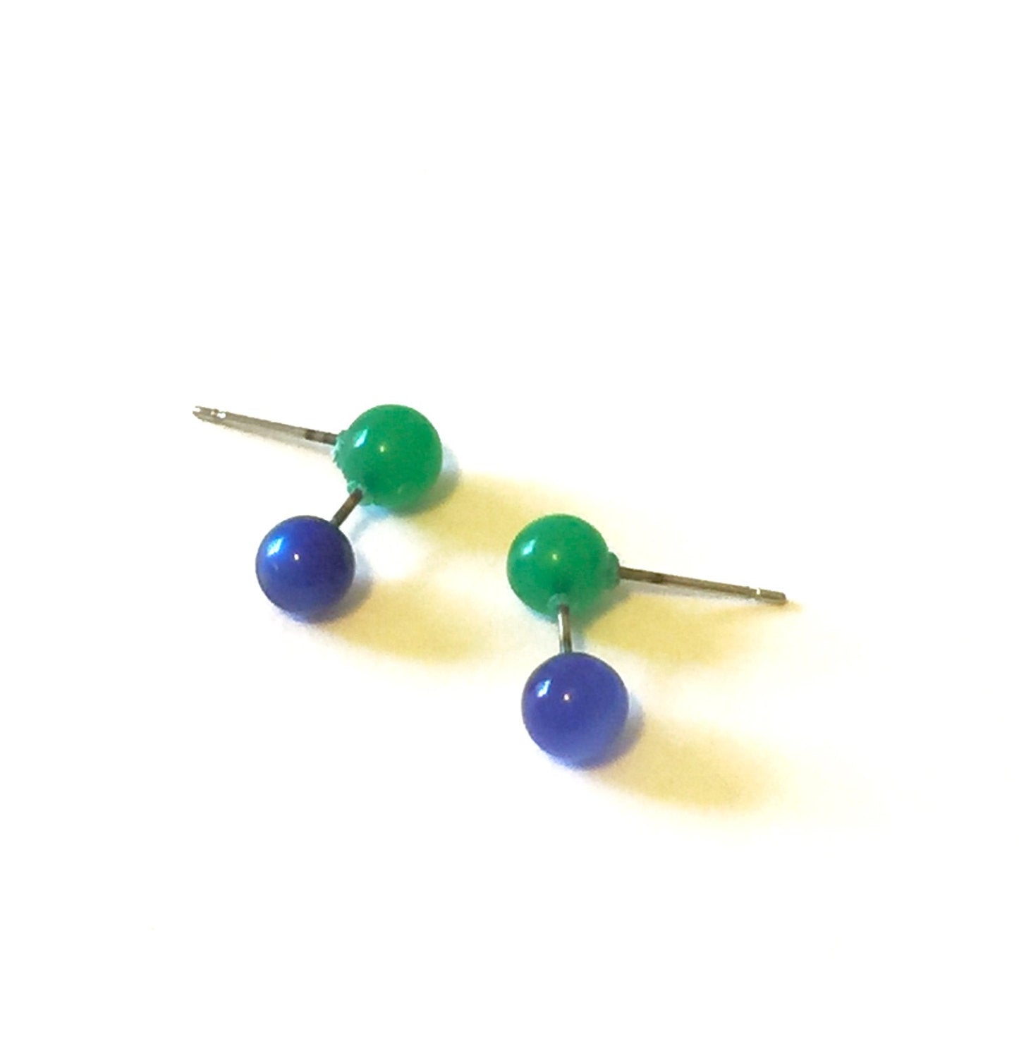 tiny green blue studs