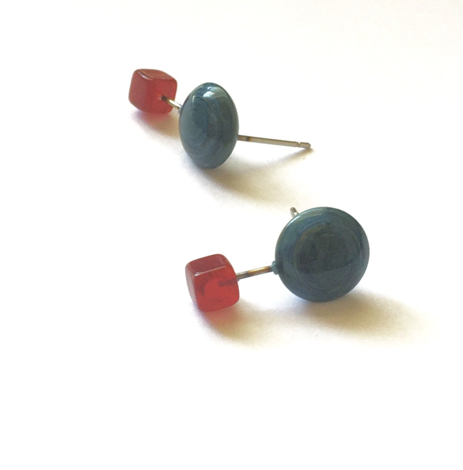 carnelian teal studs