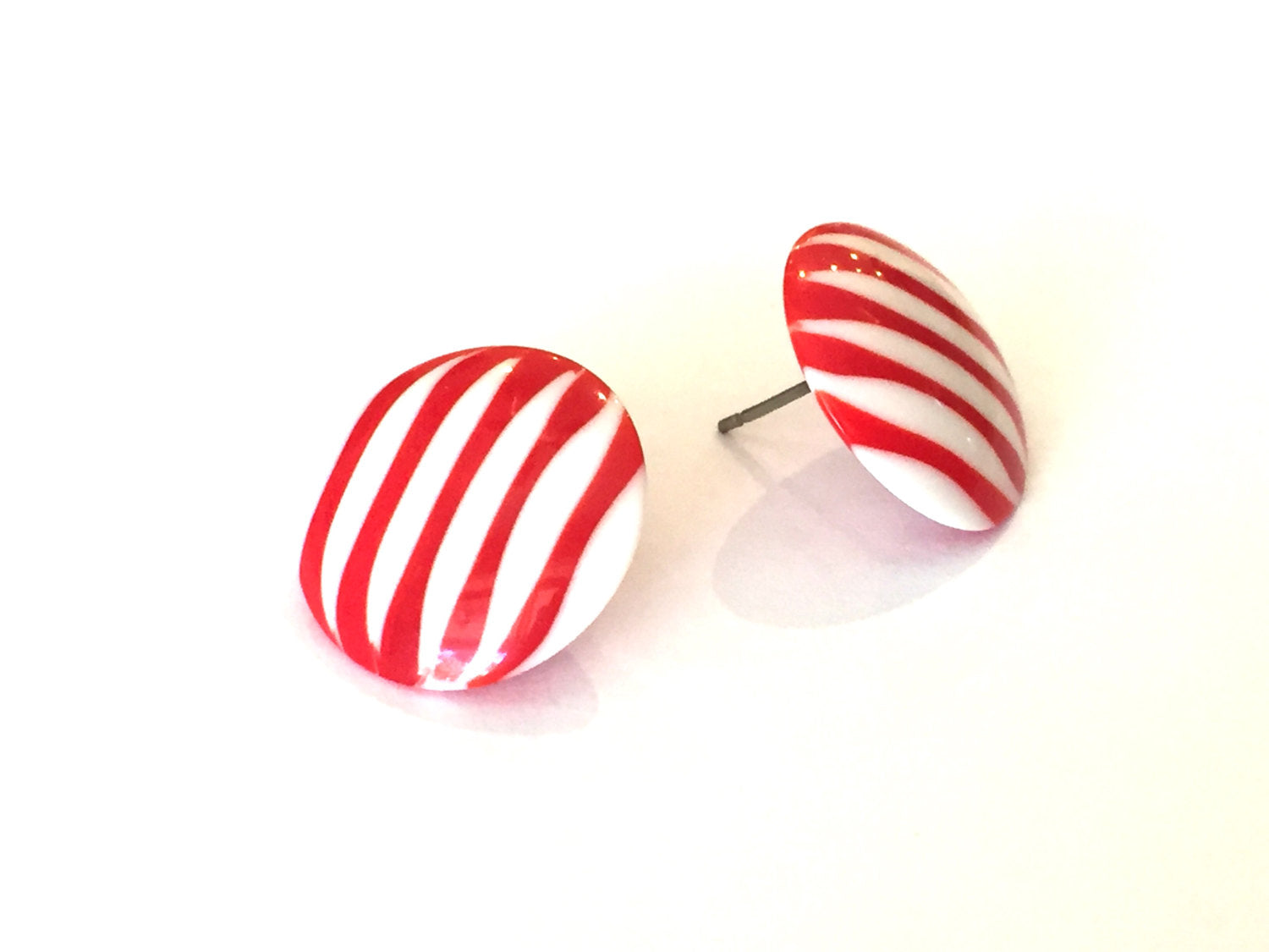 cherry white stripe earrings