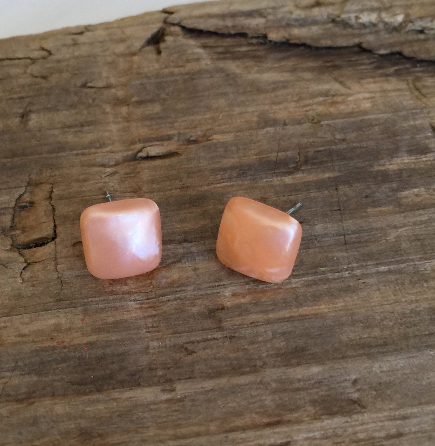 peach square studs