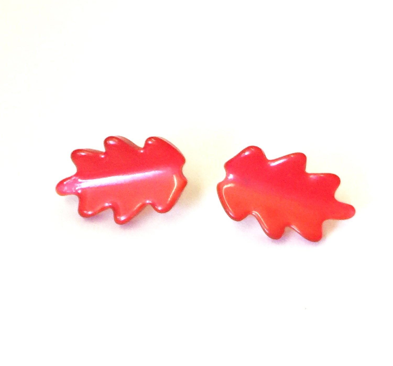 bright red leaf earrings