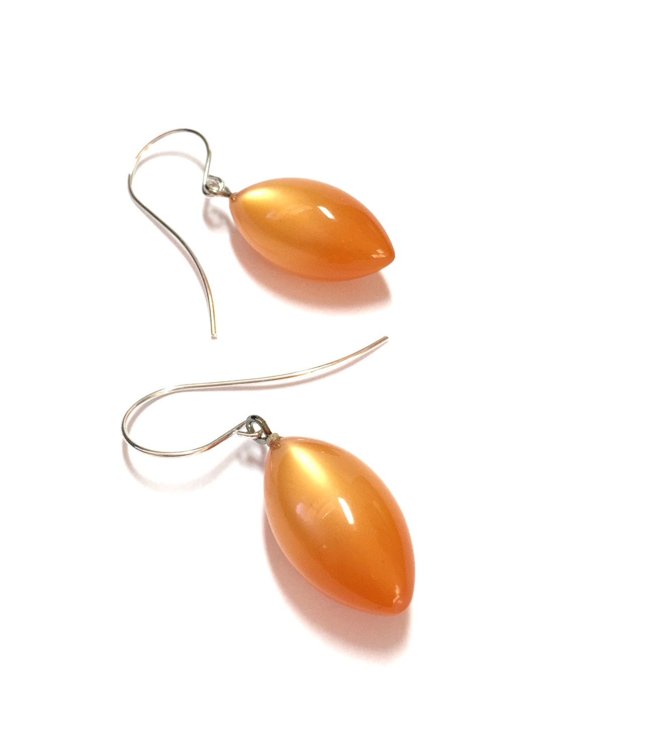 orange pod drop earrings