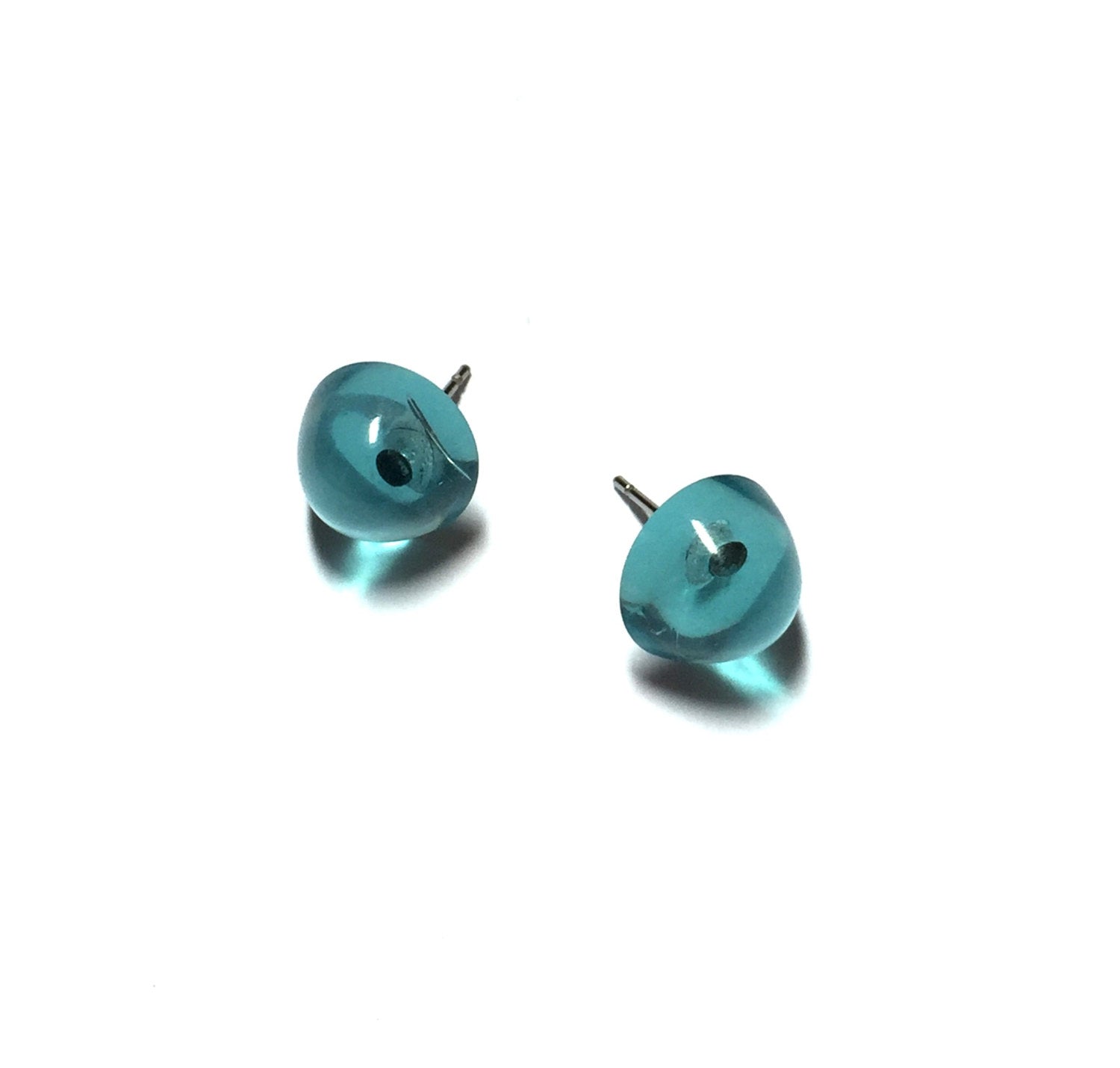 Aquamarine Transparent Small Gumdrop Stud Earrings