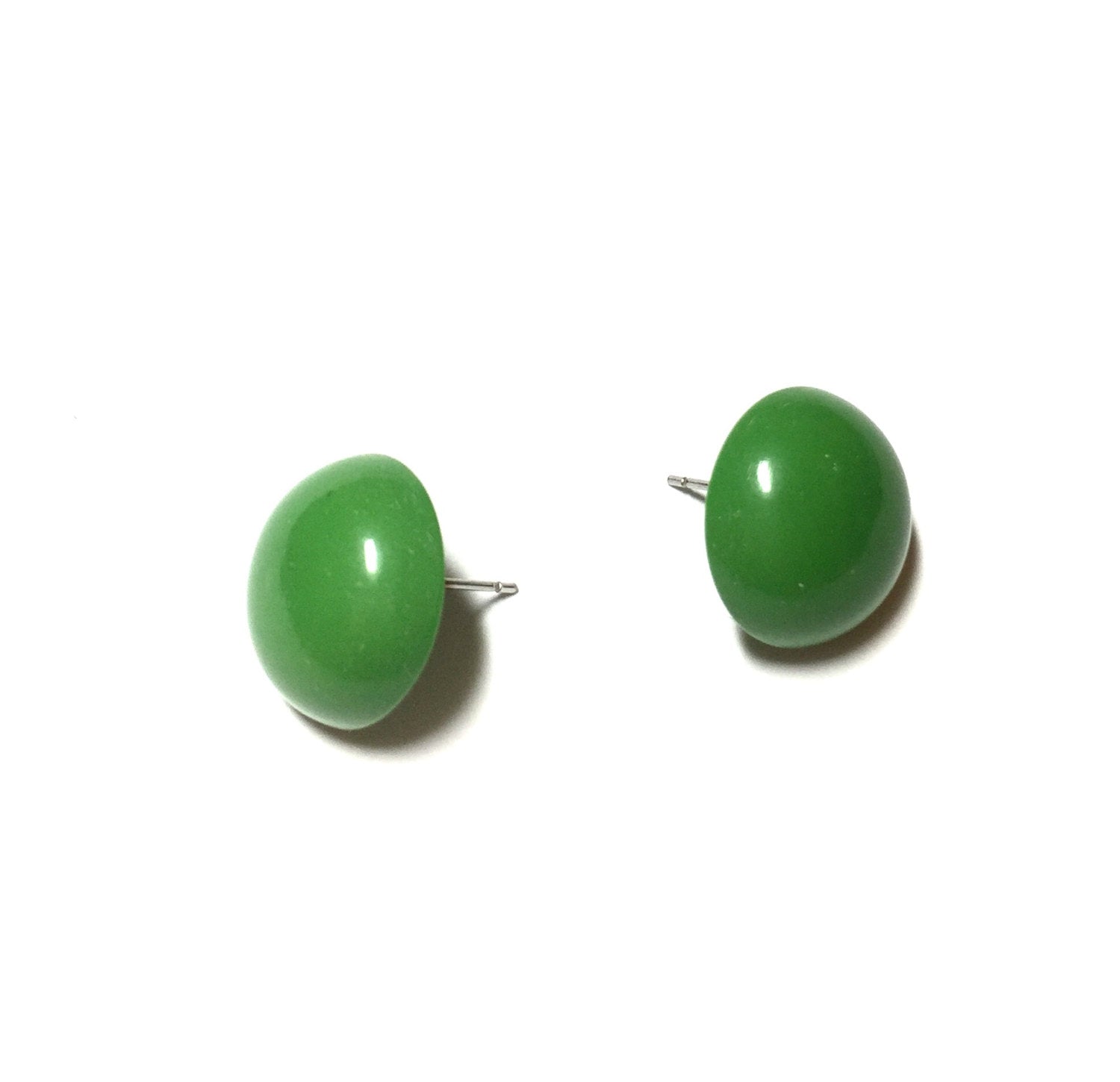 vintage green button studs