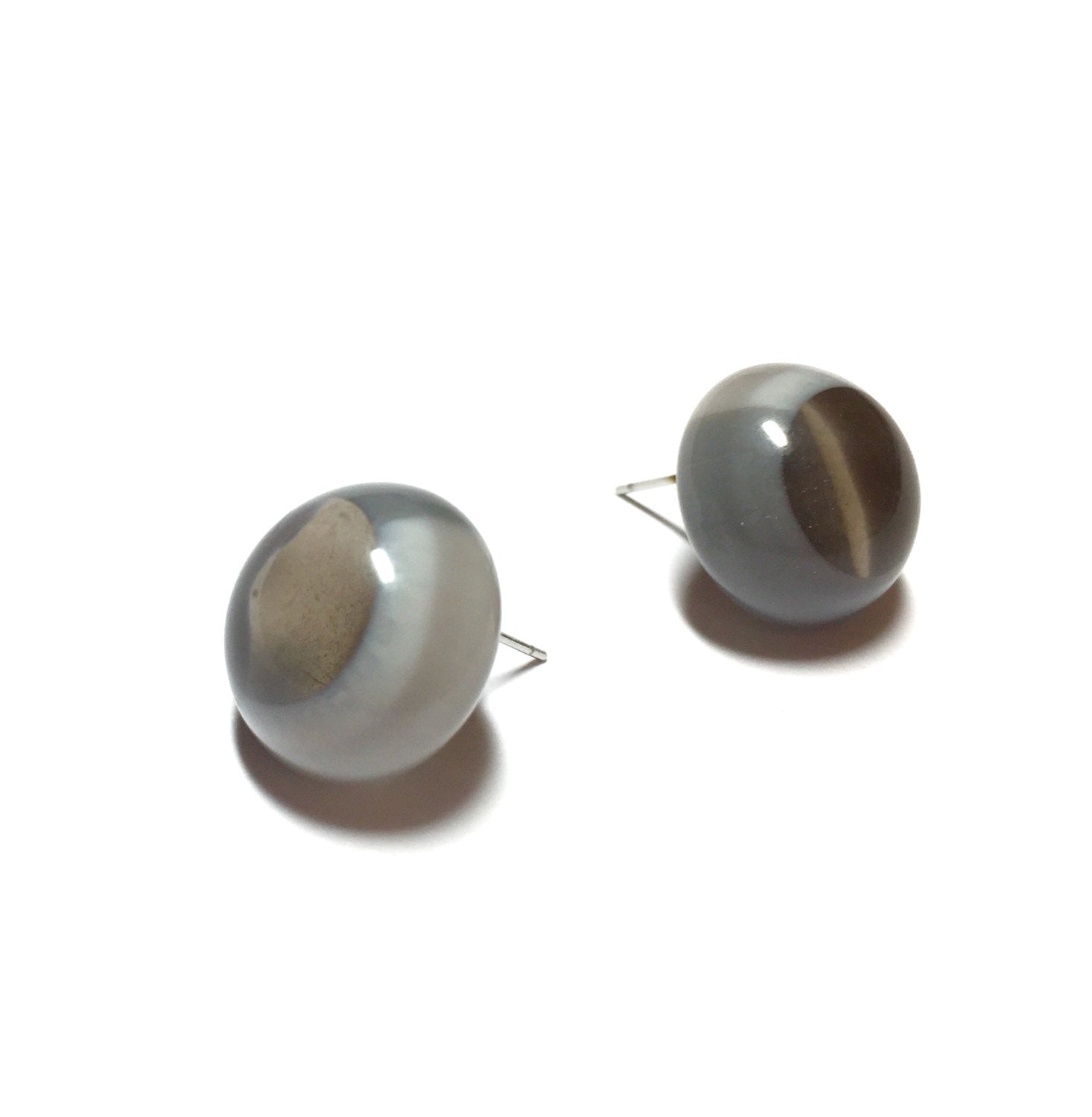 grey post earrings