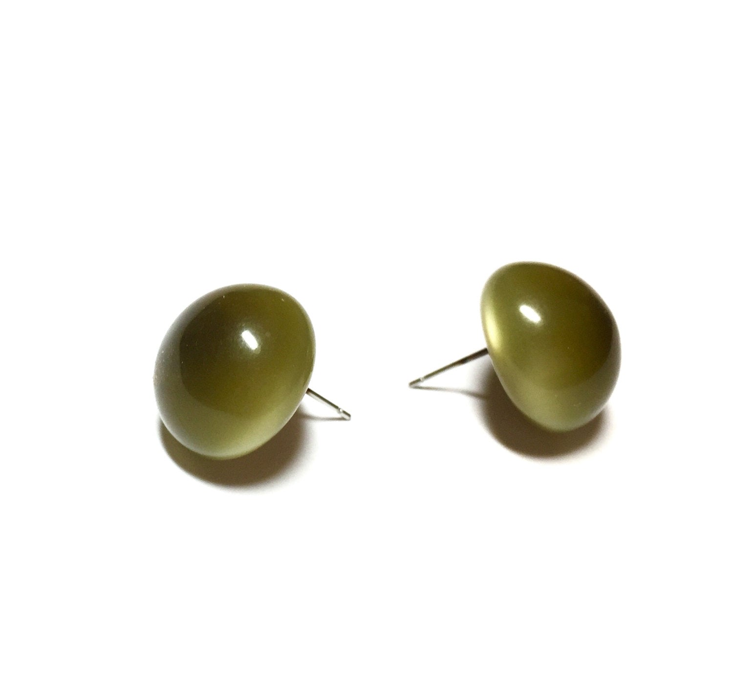 drab green post earrings