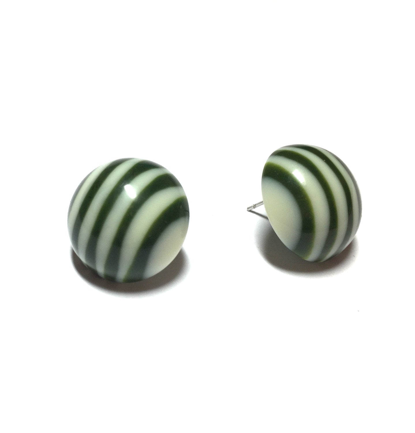 green stripe lucite studs