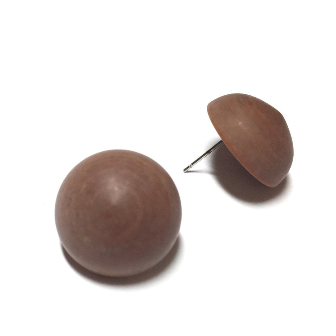 brown retro button studs