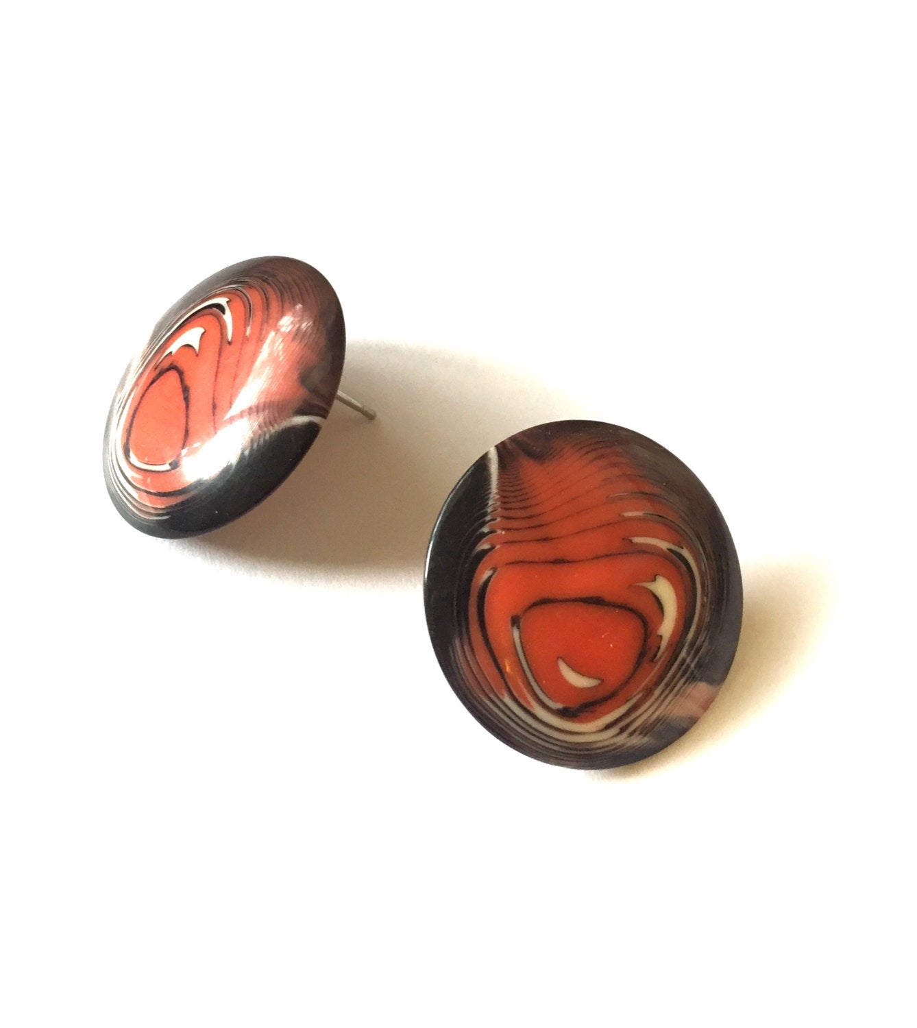 orange marbled earrings