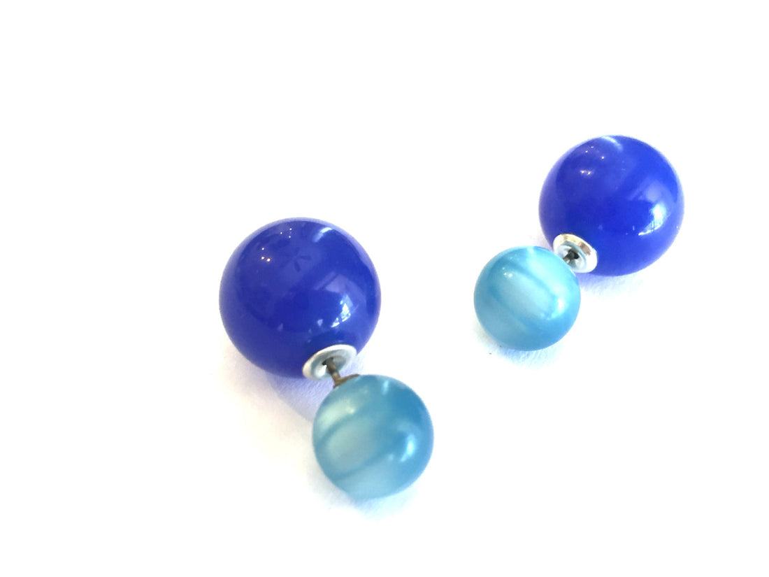 blue 2 sided earrings