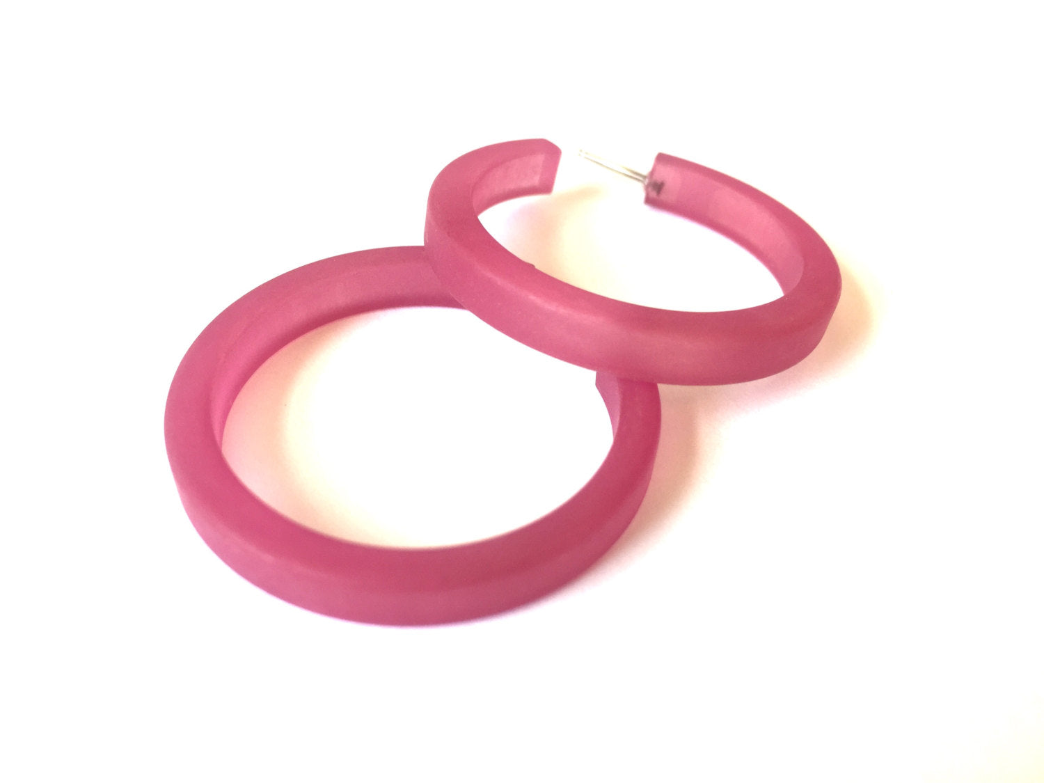 Amethyst Purple Frosted Classic Lucite Hoop Earrings