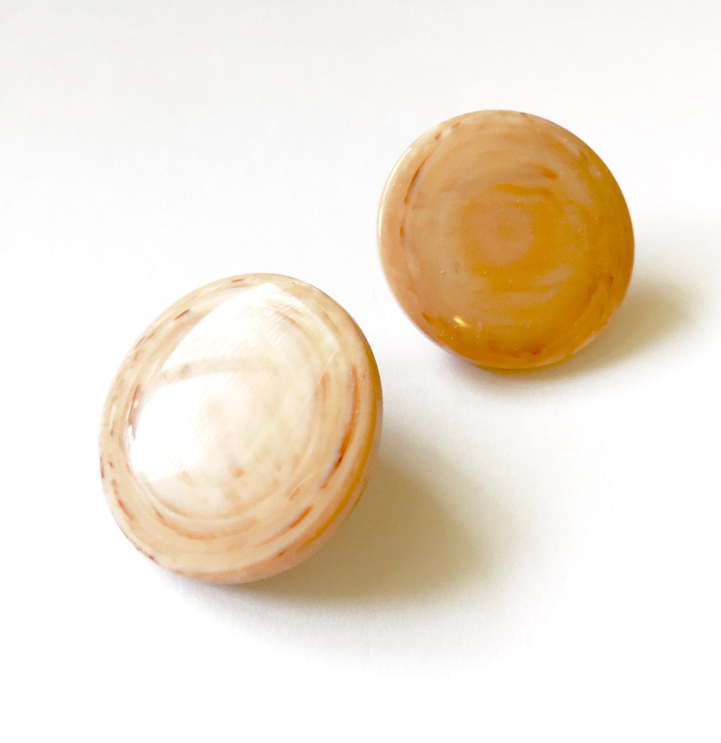 beige retro button studs