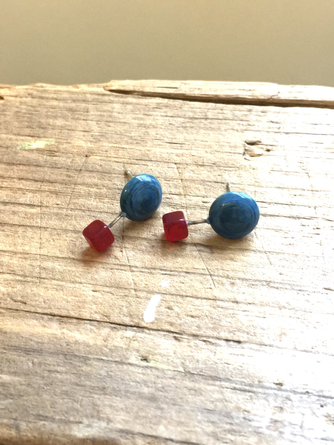 teal geometric studs