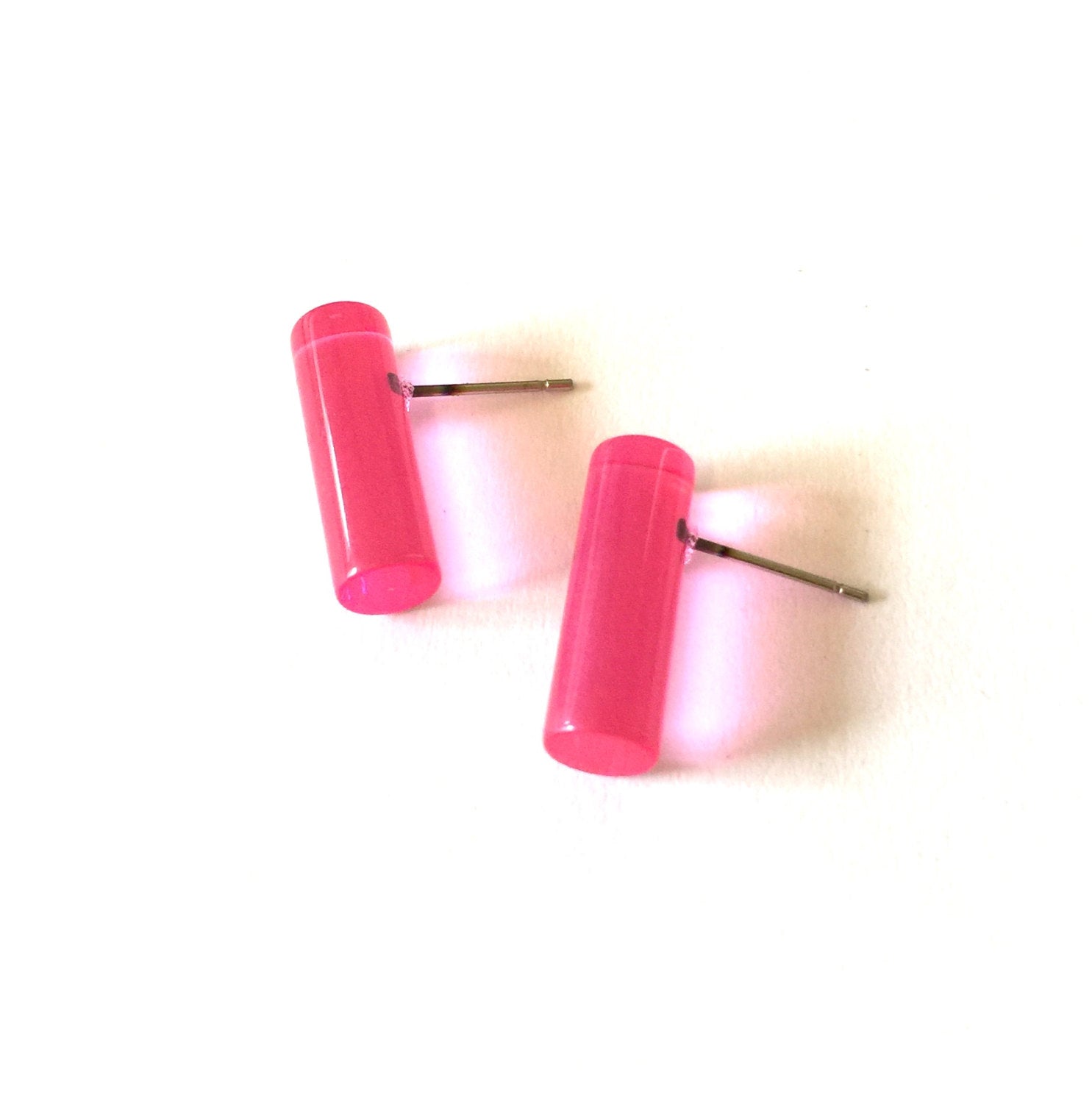 flourescent pink studs