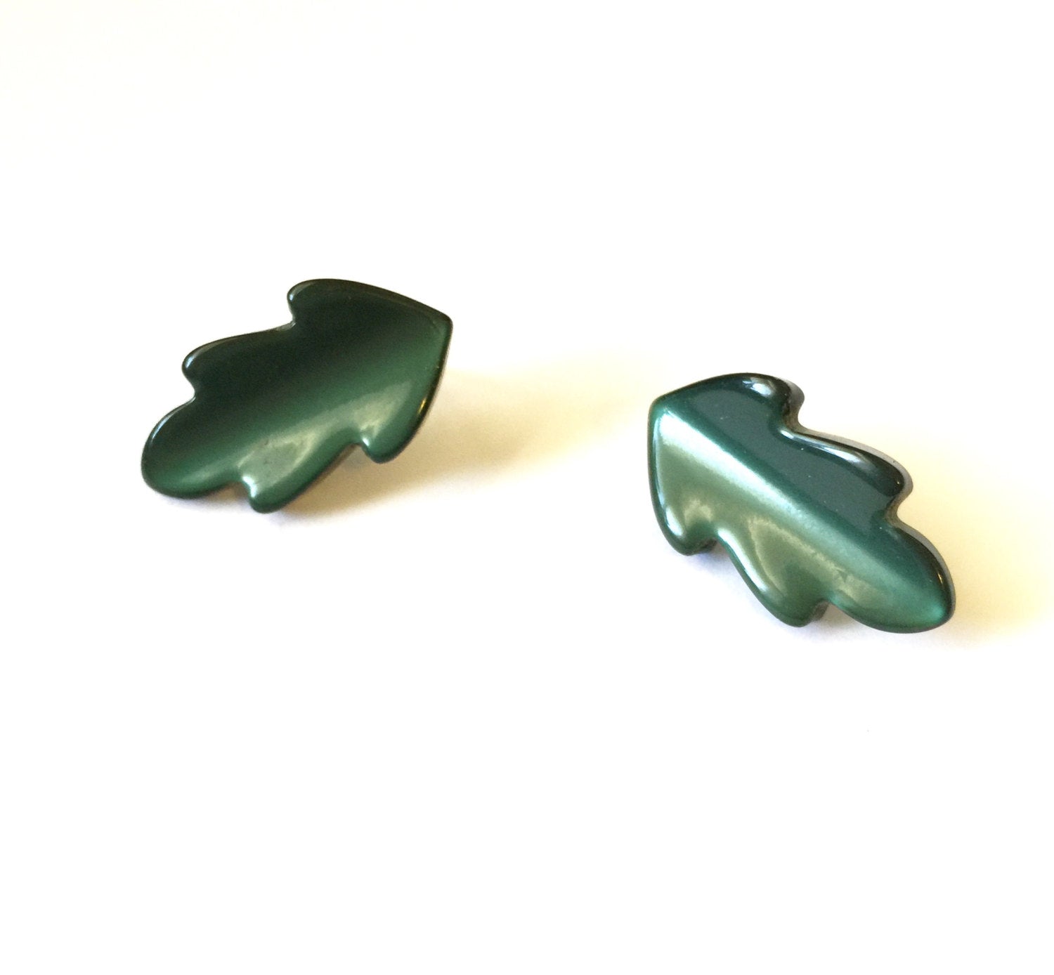 green leaf stud earrings