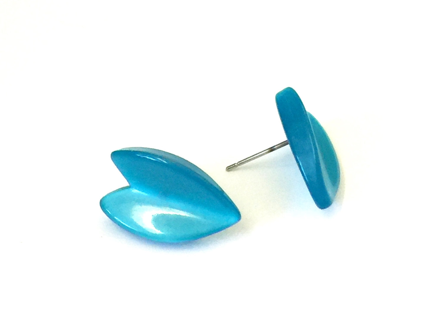 aqua leaf earrings
