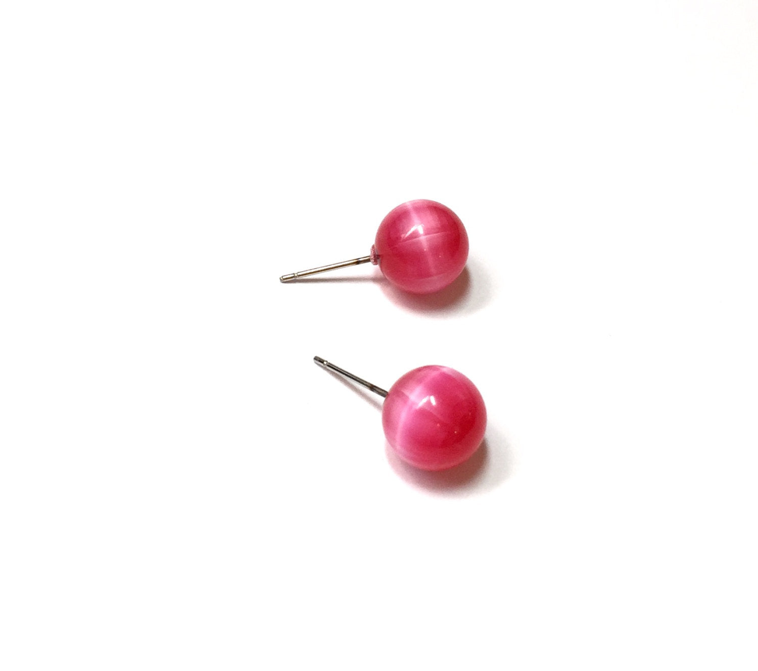 hot pink stripe studs