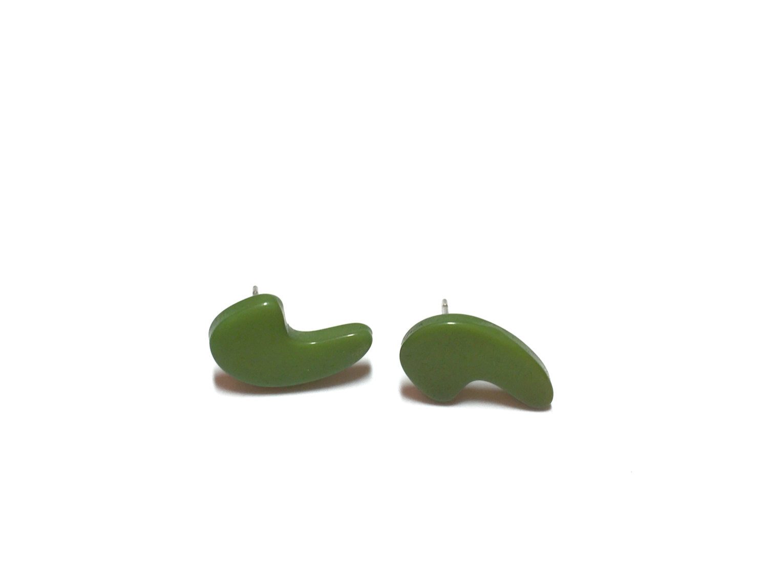 green quotation earrings