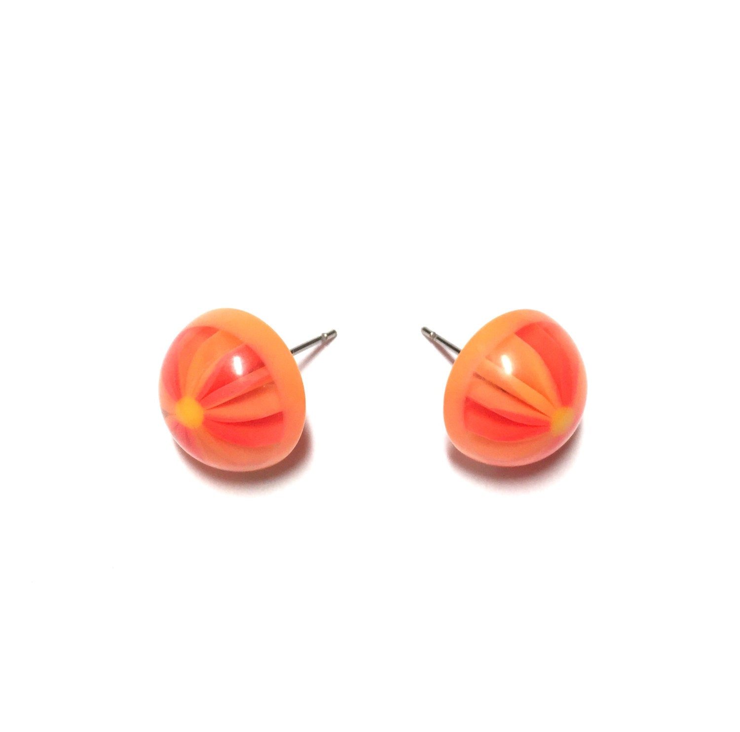 orange flower encased studs
