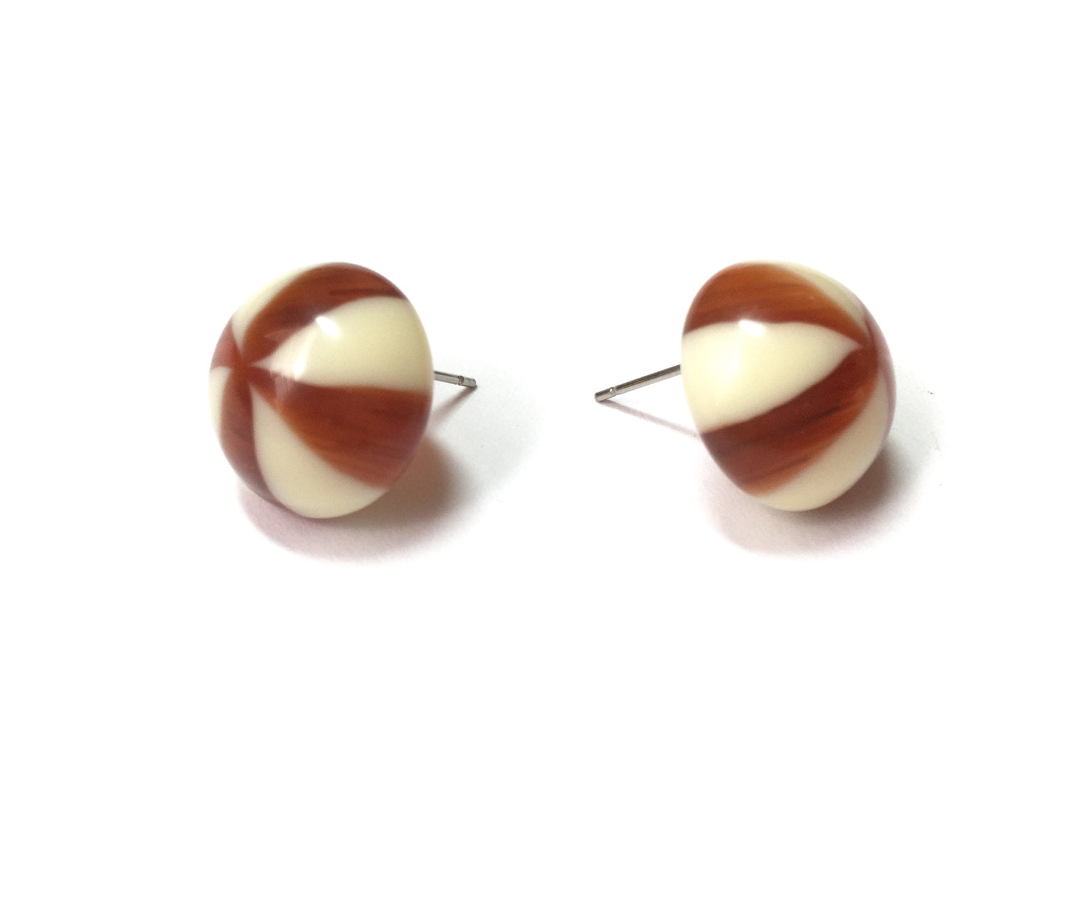 tortoise ivory button earrings
