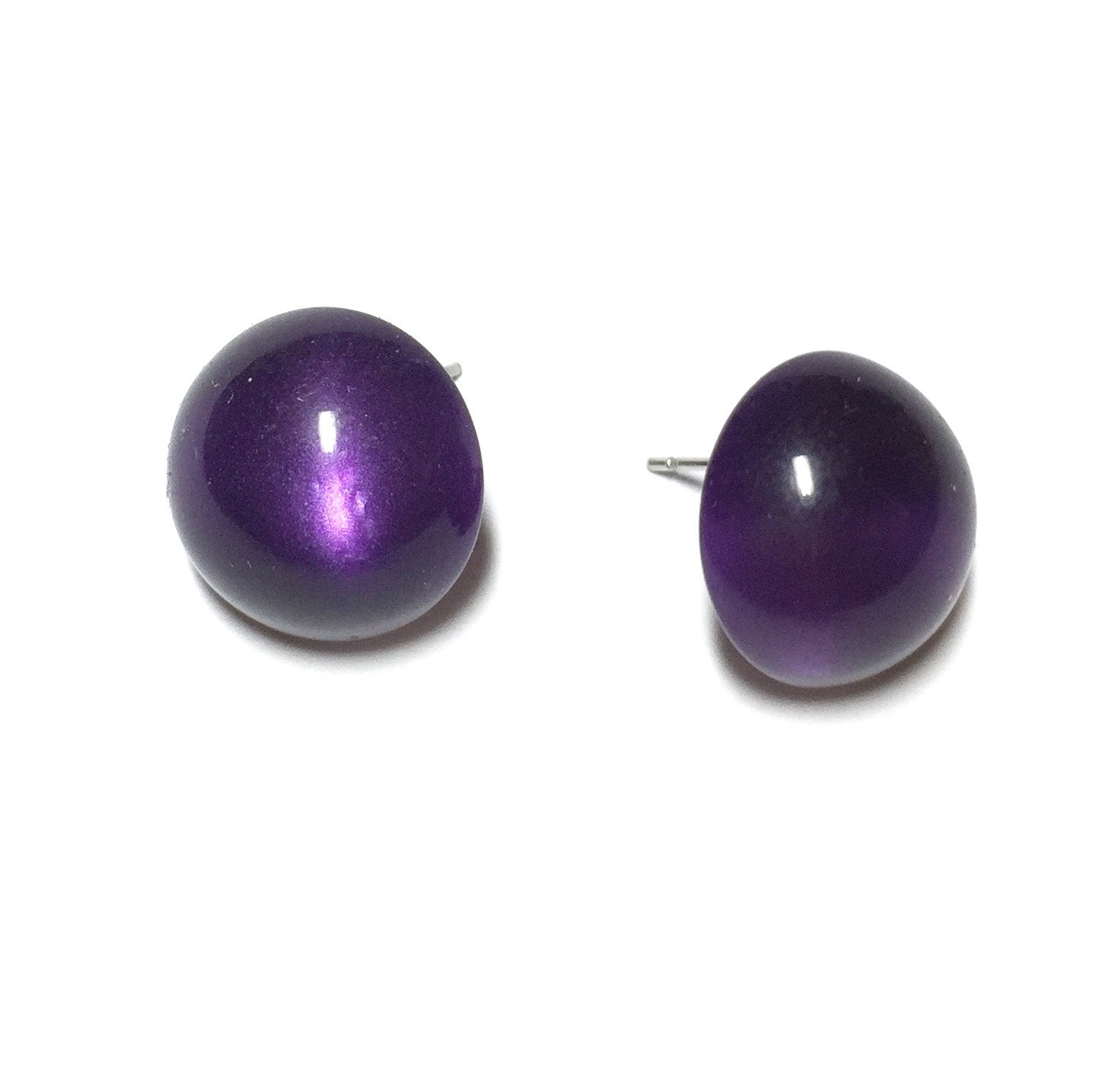 Dark Purple Moonglow Retro Button Stud Earrings – Leetie Lovendale