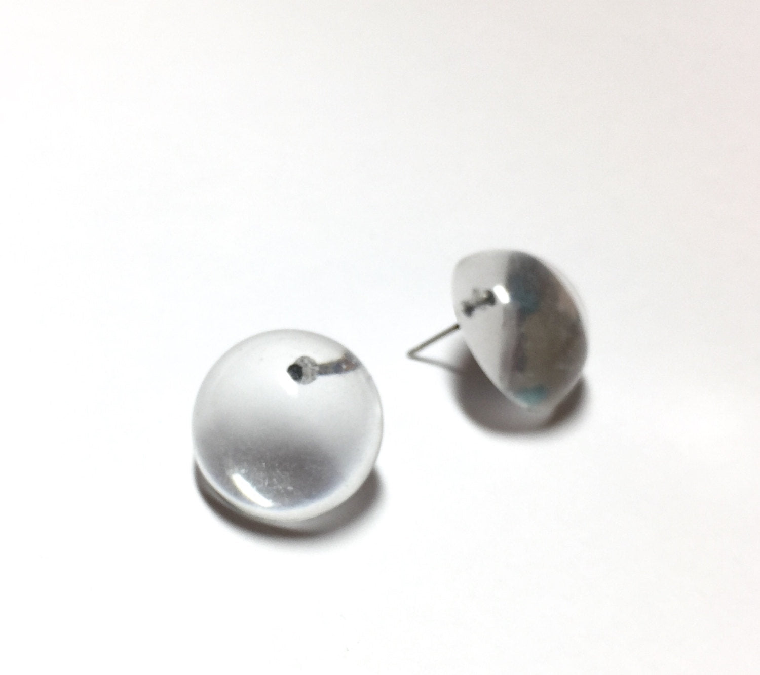 clear retro button studs