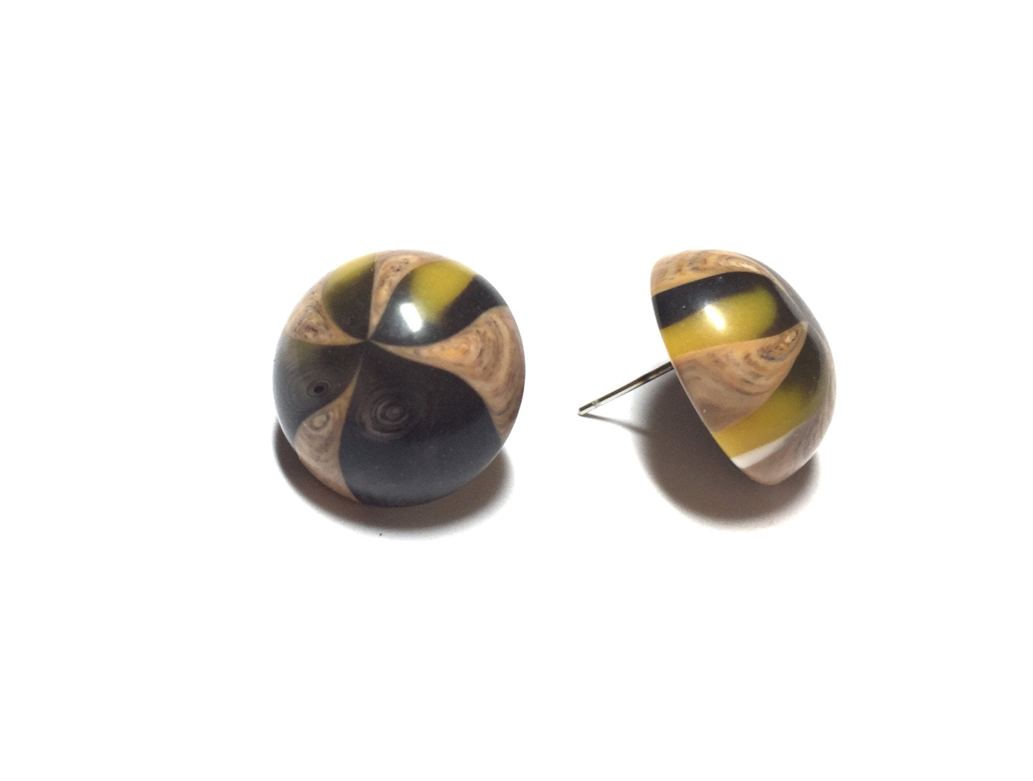 marbled brown gold earrings