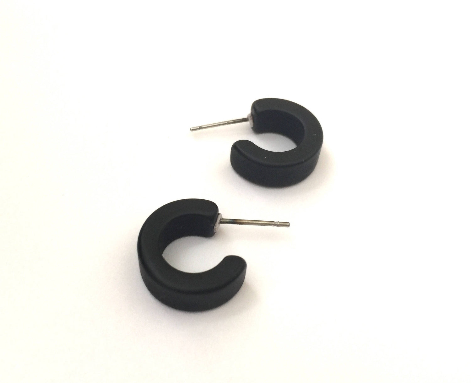 black lucite hoop earrings