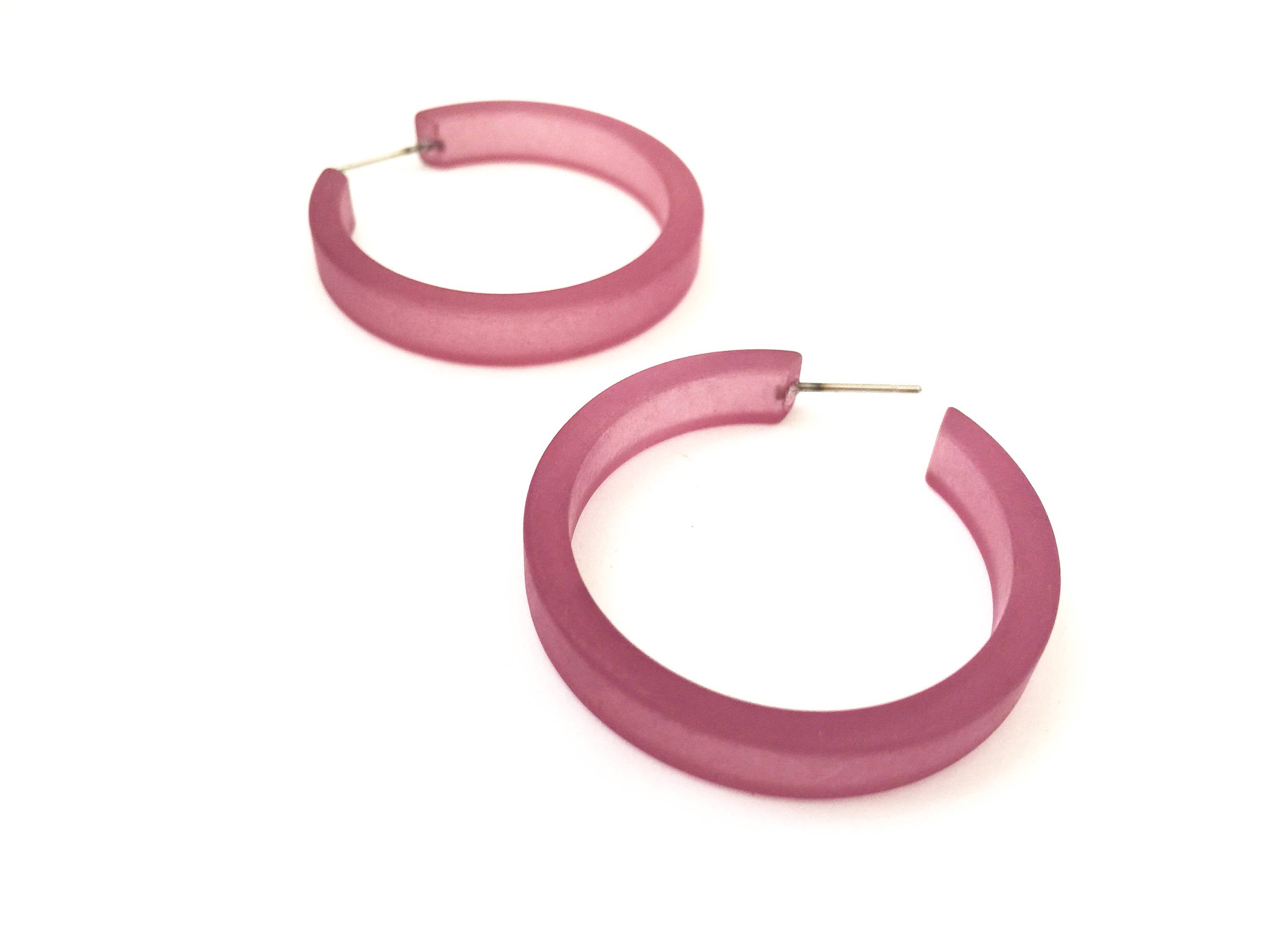 Amethyst Purple Frosted Classic Lucite Hoop Earrings