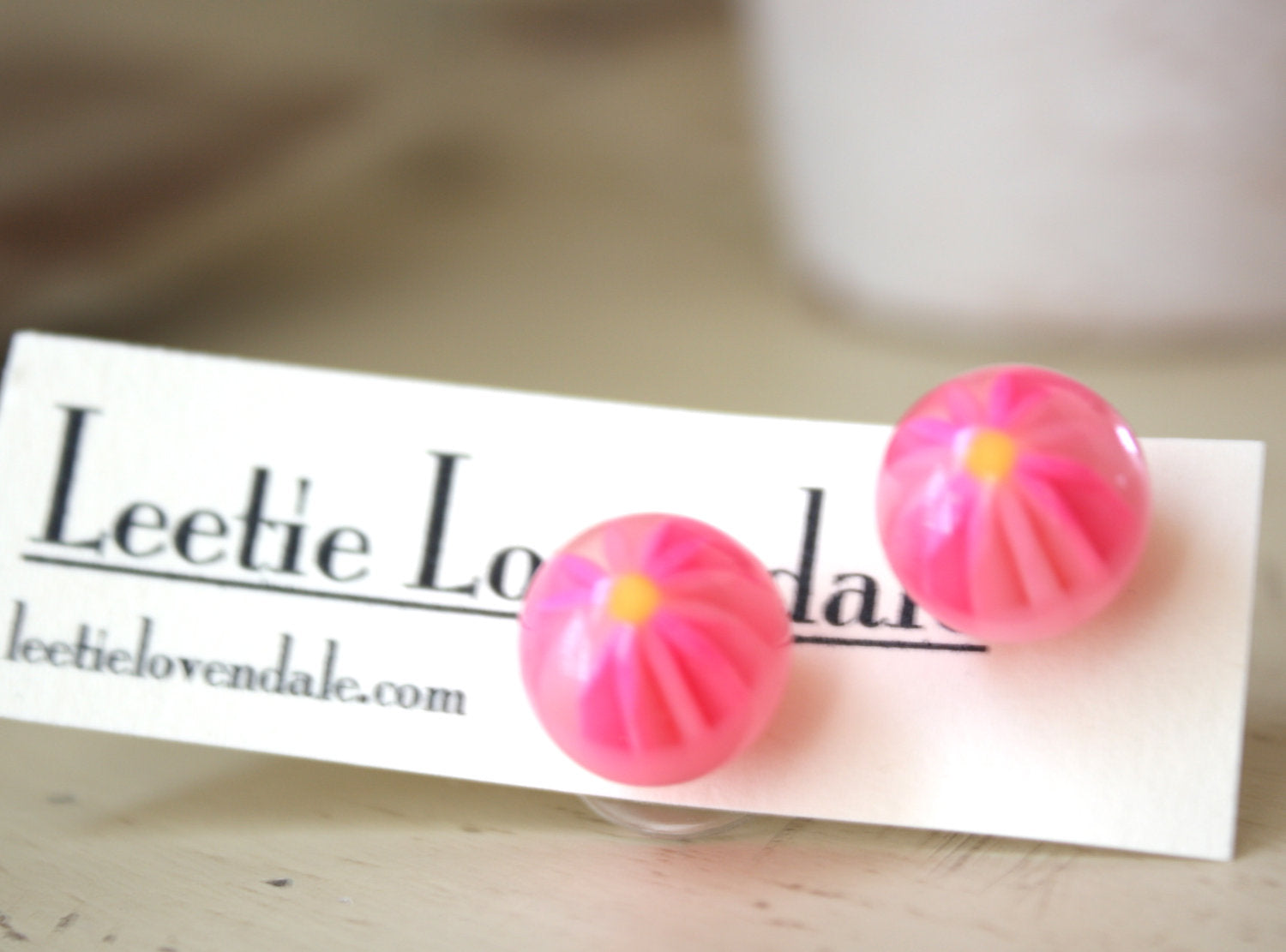 pink flower earrings