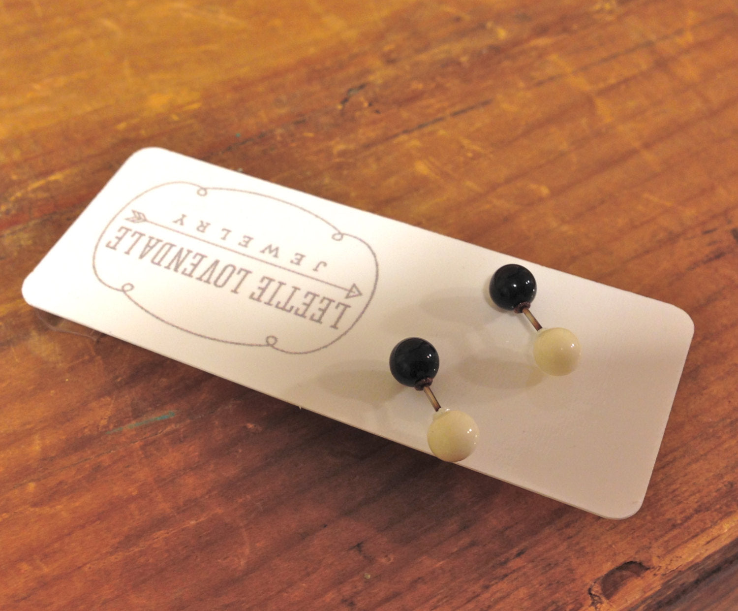 tiny black white earrings