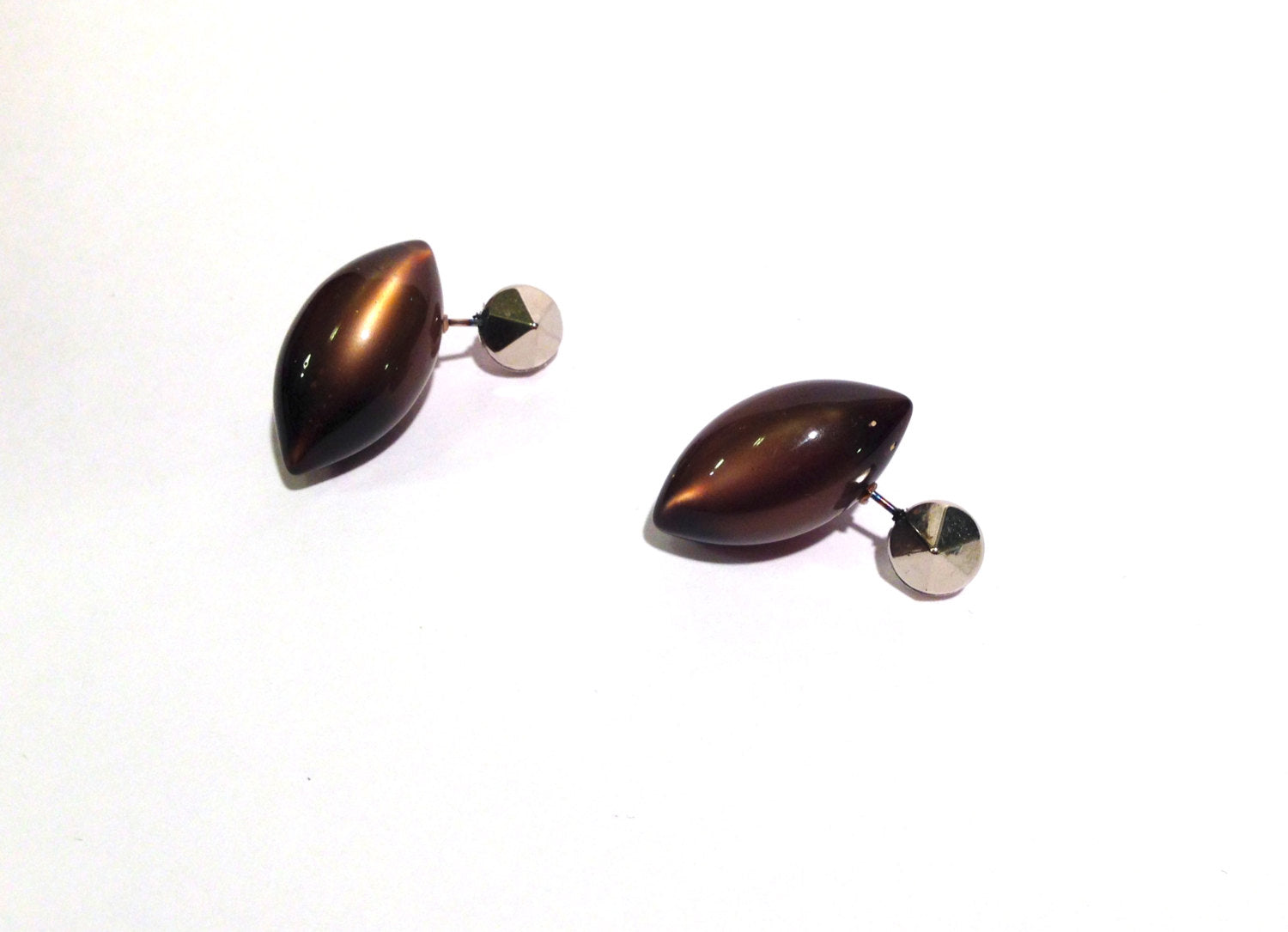 brown geo drop earrings
