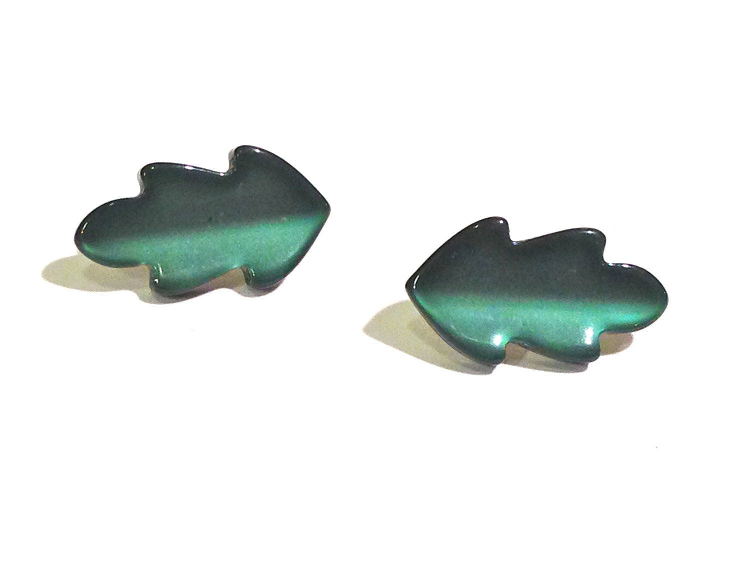 dark green leaf earrings