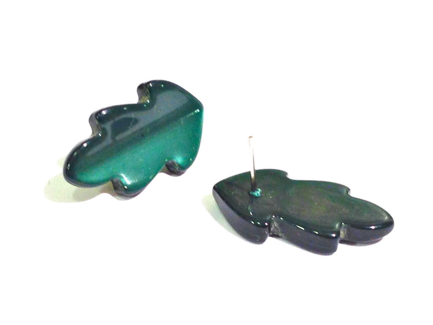 green deco leaf earrings