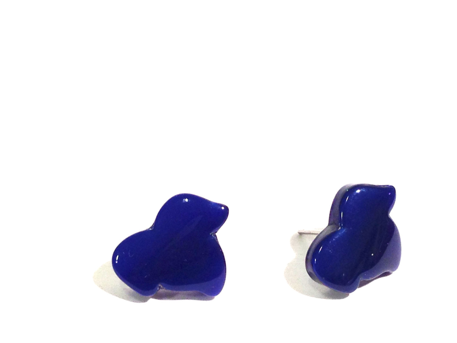 blue leaf stud earrings